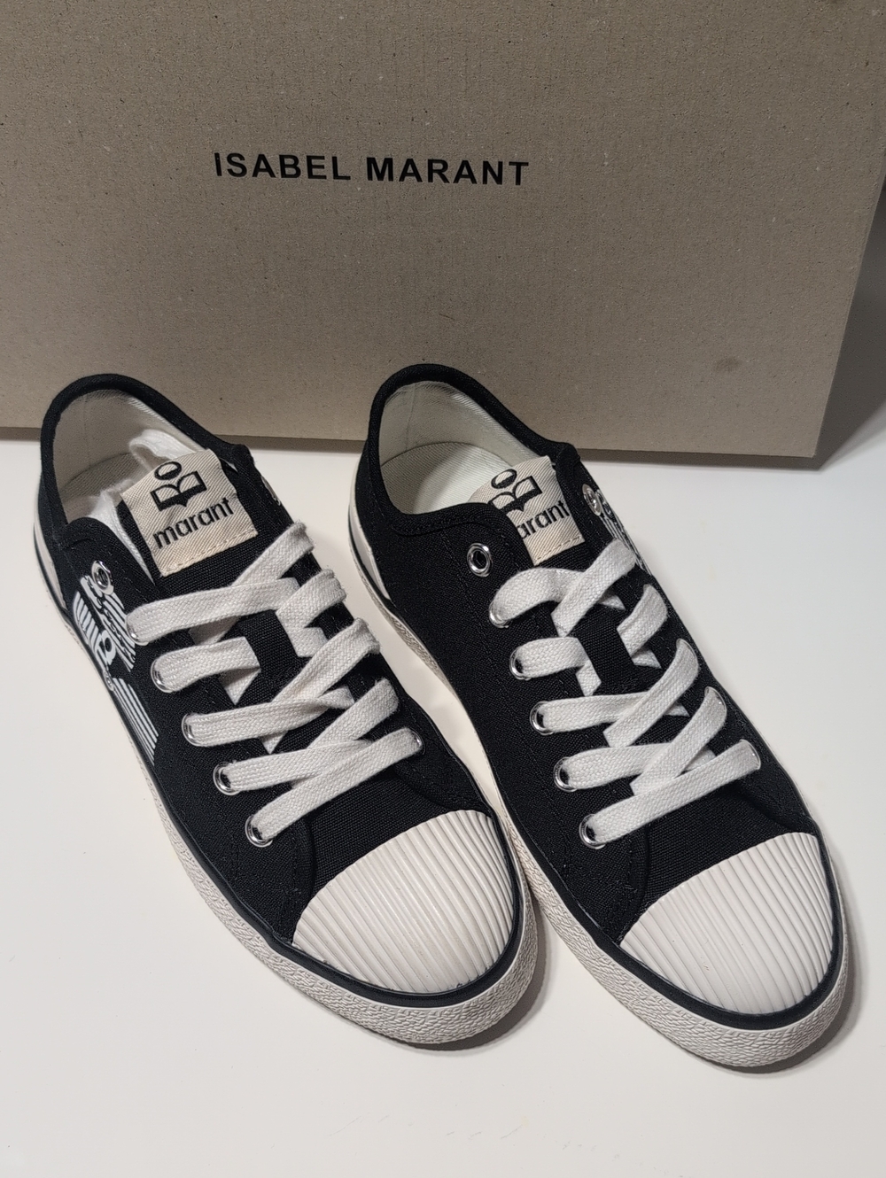 Isabel Marant BINKOO Canvas Low-Top Sneakers Black & Ivory